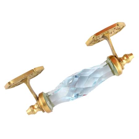 Water Glass Cut  Door Handle in Golden Fitting